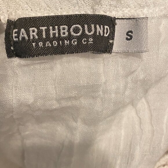 Earthbound BOHO Beachy White Halter Midi/Maxi Dress Crochet & Gauze 266A - Picture 6 of 8